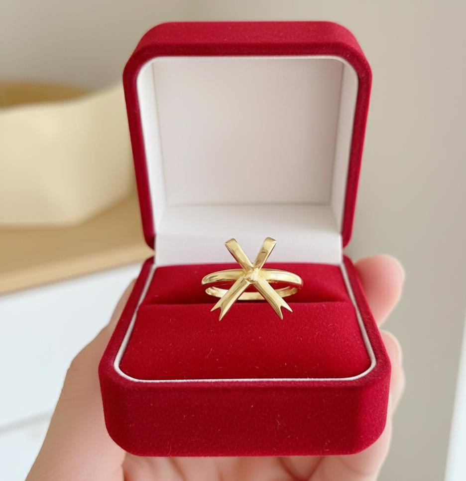 18k Real Gold Bow Tie Ring