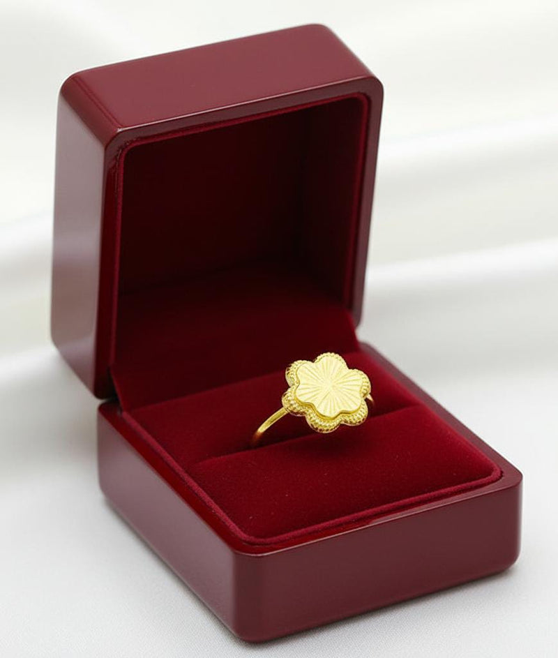 18k Gold Flower Lines Rings - 18k Gold Ring - Embellish Gold