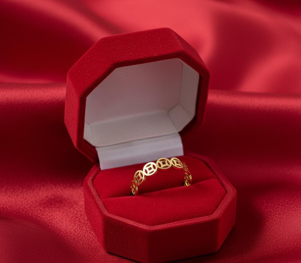 18k Gold Coin Ring
