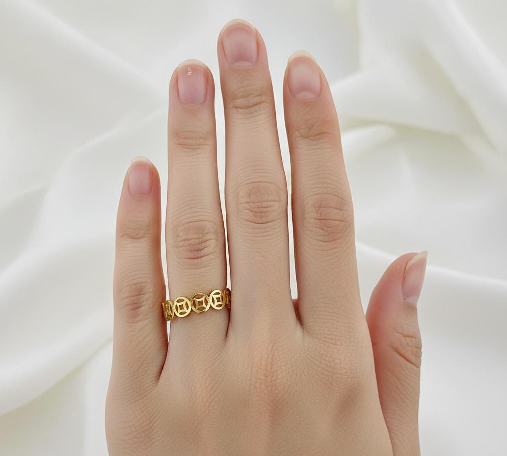 18k Gold Coin Ring