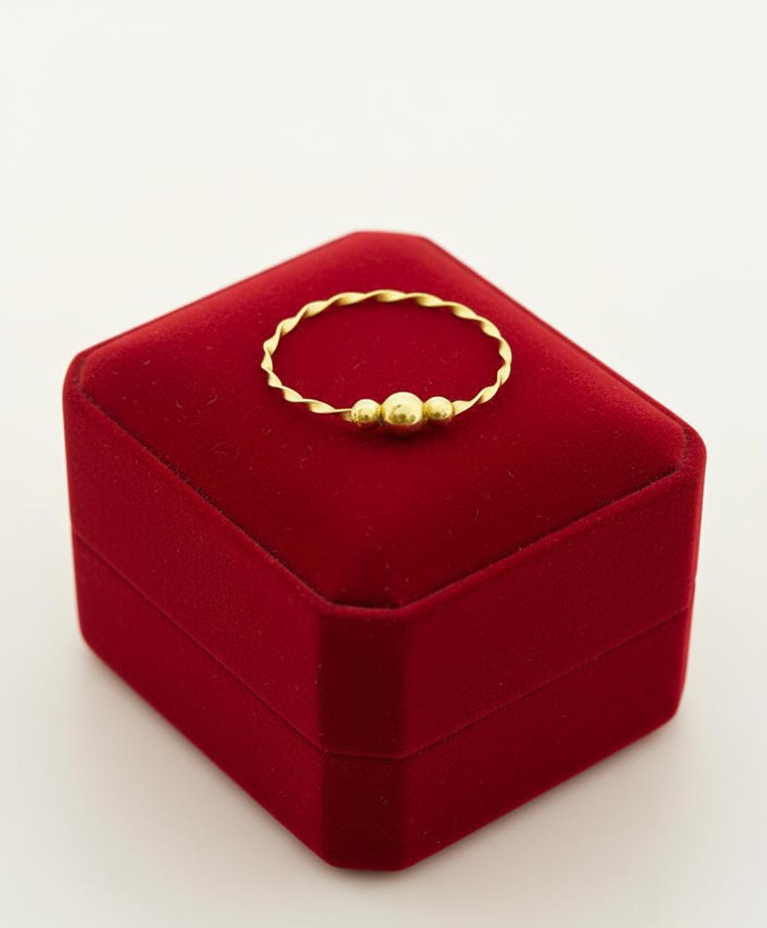 18K Real Gold 3 Ball Ring