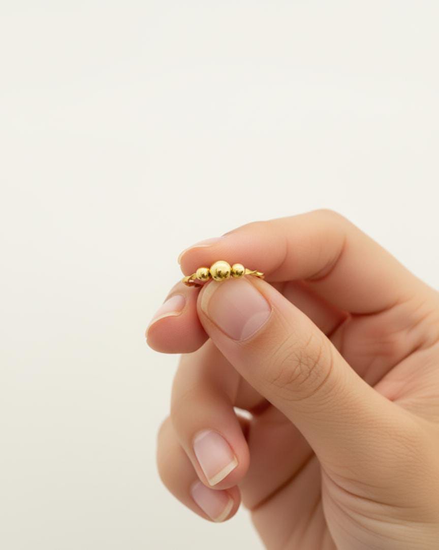 18K Real Gold 3 Ball Ring