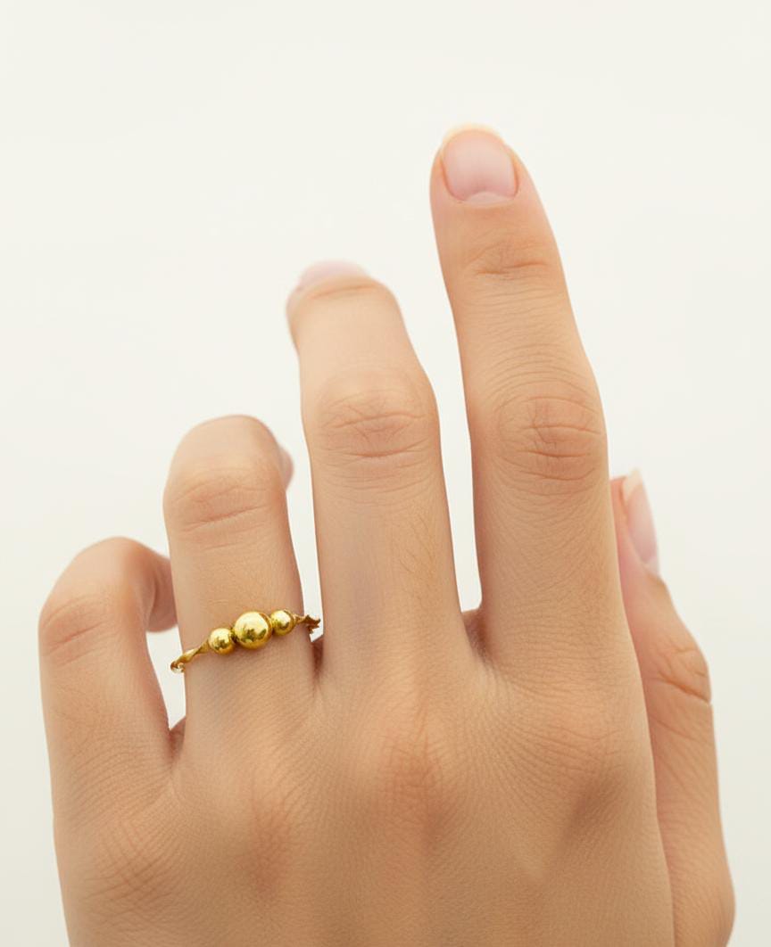 18K Real Gold 3 Ball Ring