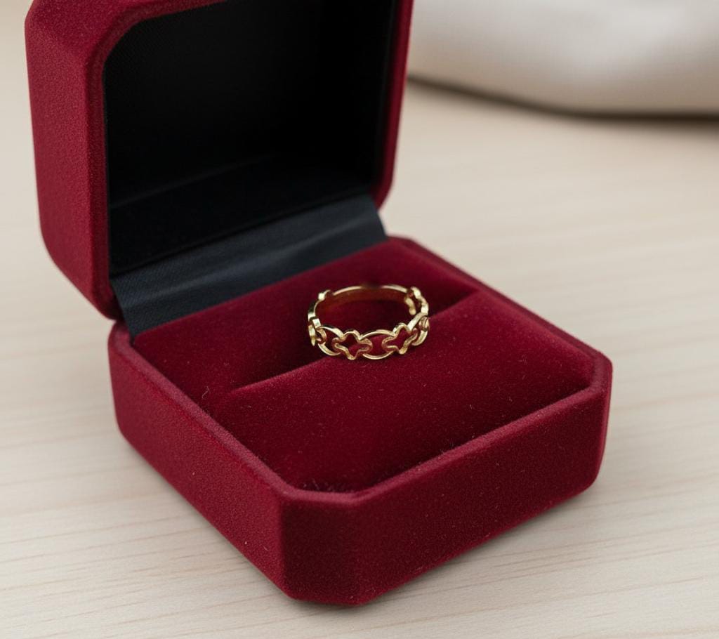 18K Real Saudi Gold 5 Set Flower Ring