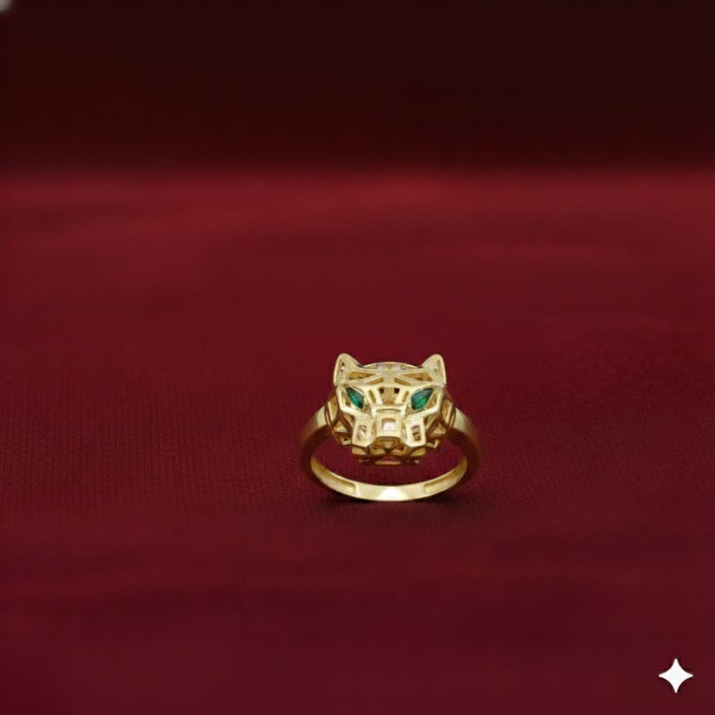 18k Gold Panther Solid RIng