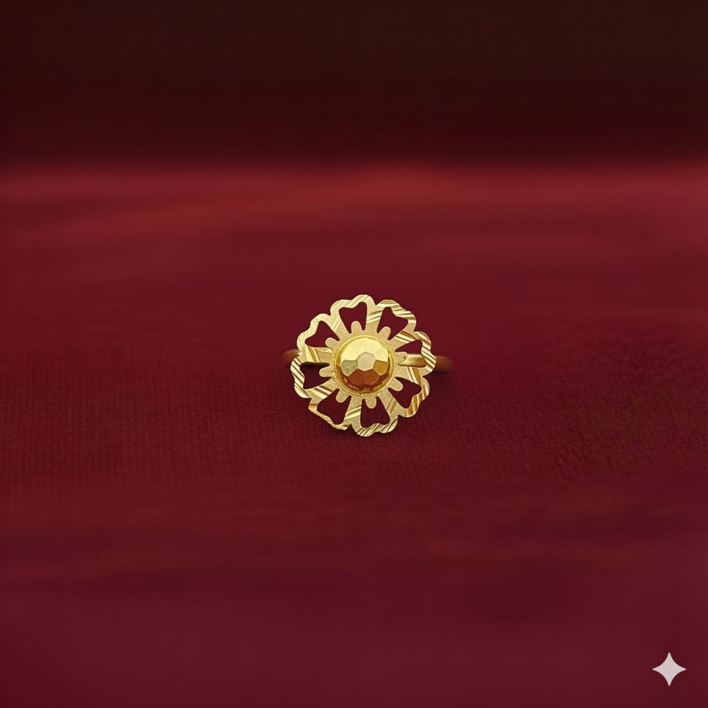 18k Gold with Ball Flower Ring