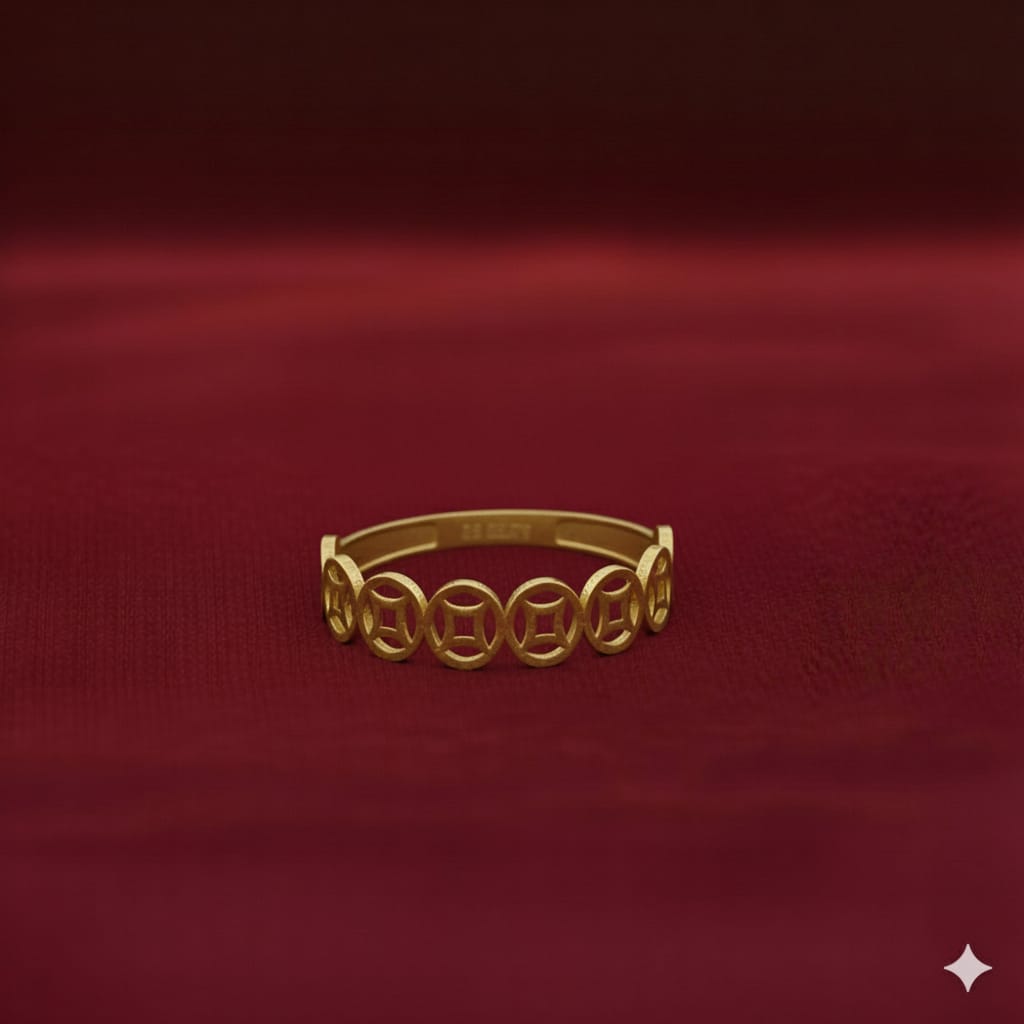 18k Gold Coin Ring