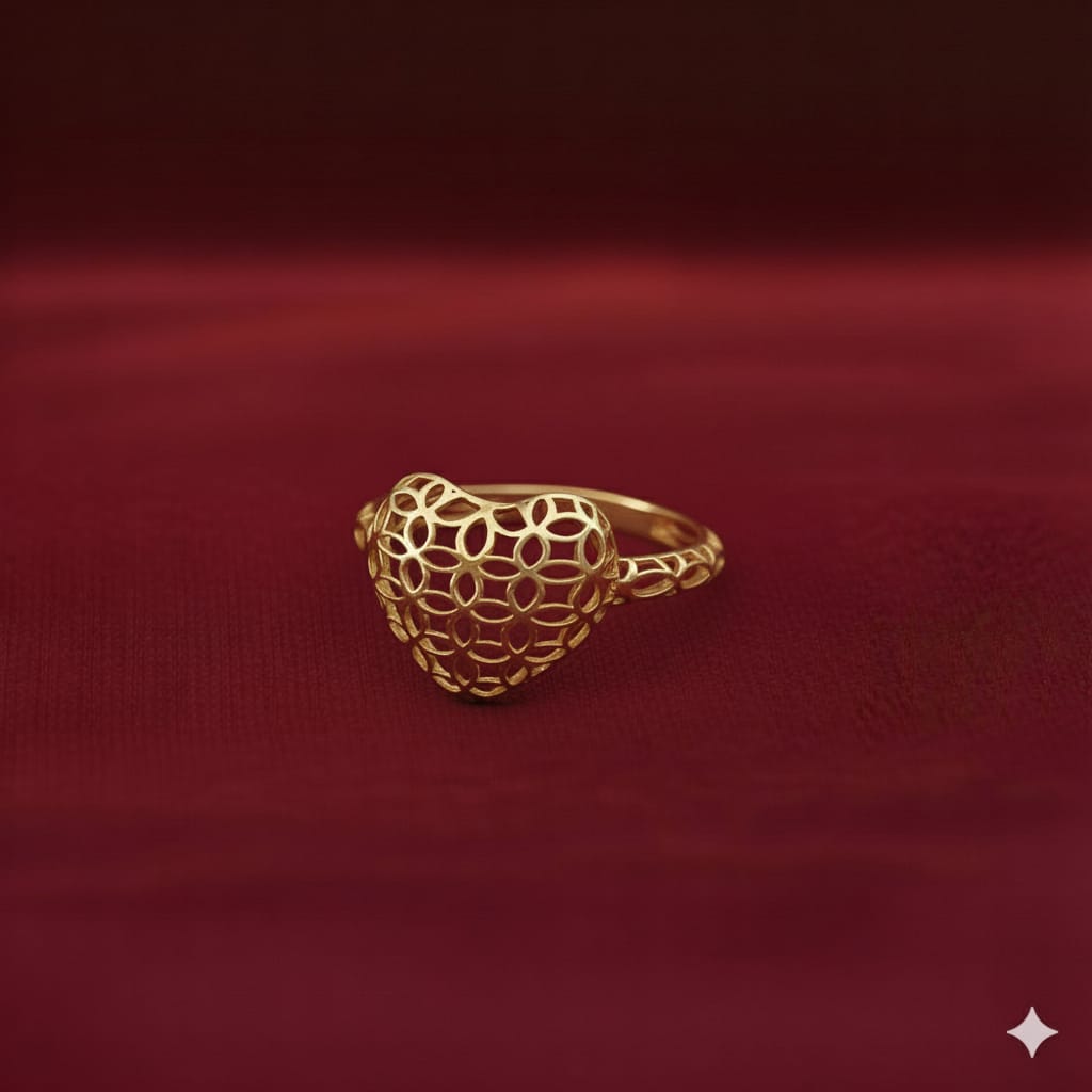 18k Gold Heart Money Ring