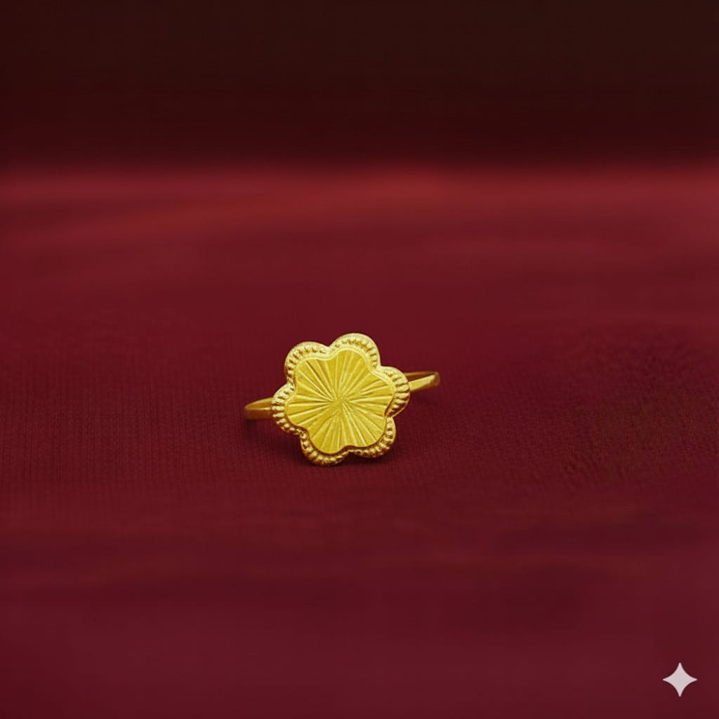 18k Gold Flower Lines Rings