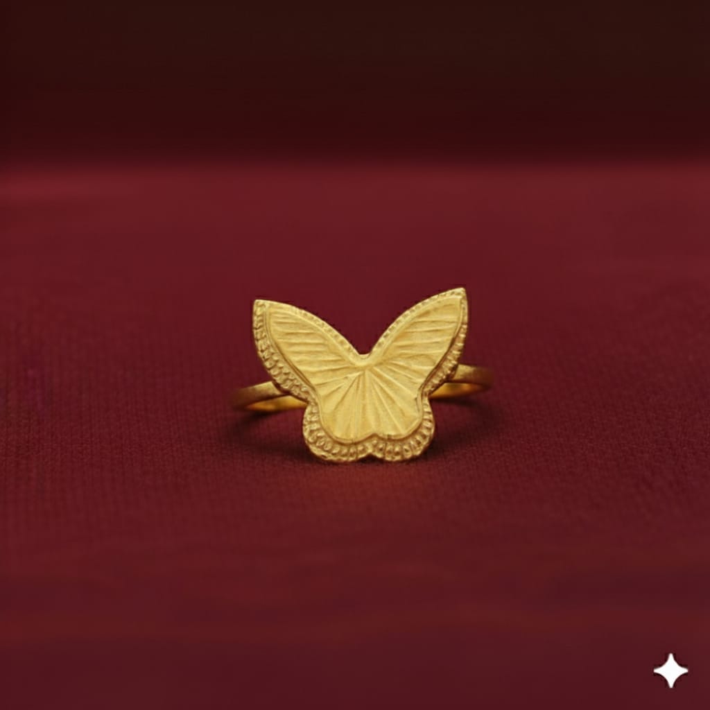 18k Gold Butterfly Line Ring