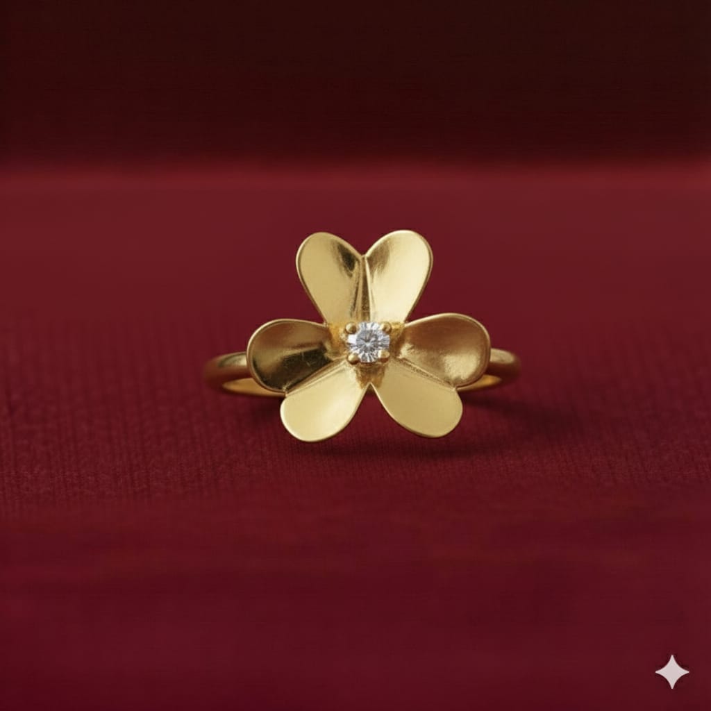 18k Real Gold Lilly Flower Ring