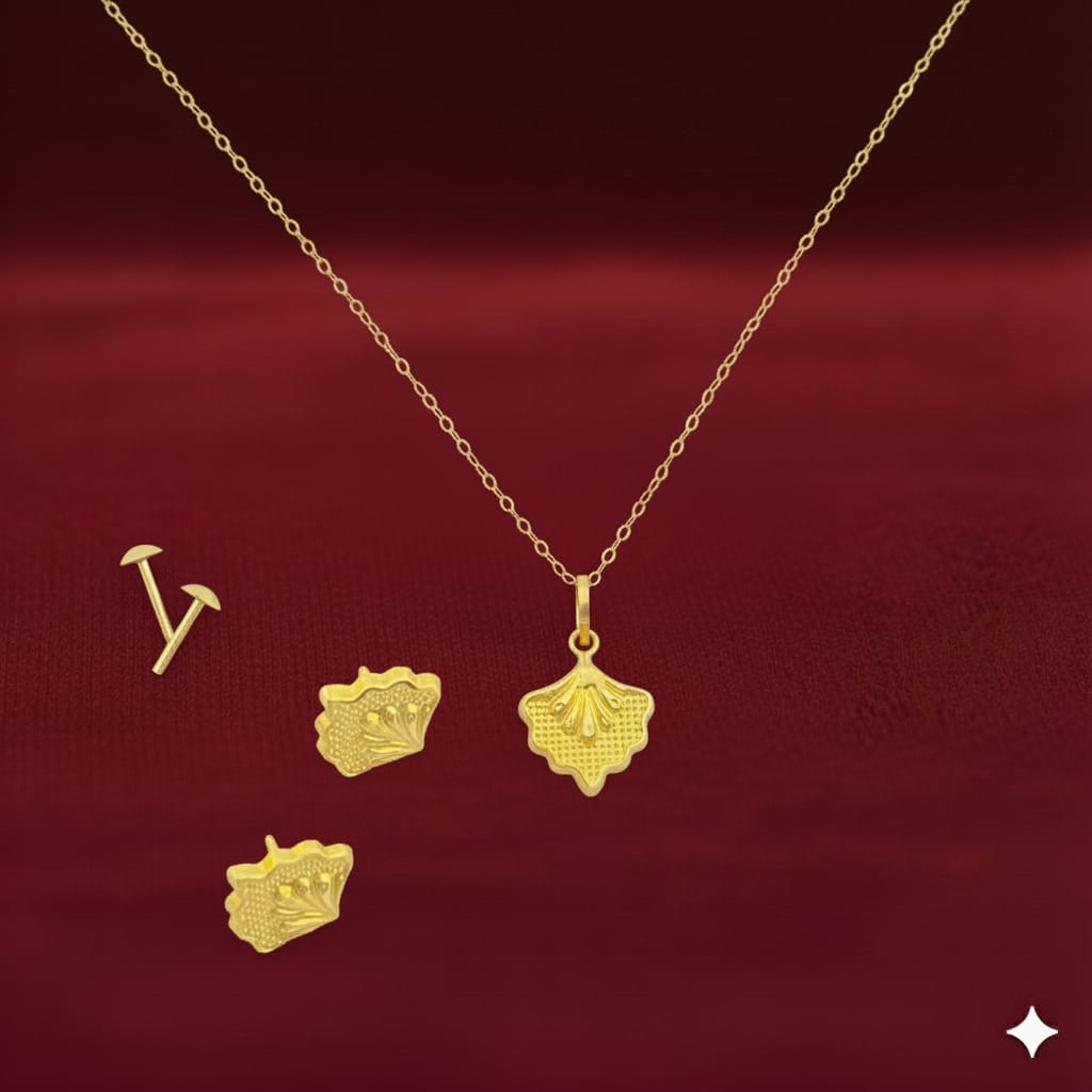 18K Real Gold Peacock Necklace And Earring Set