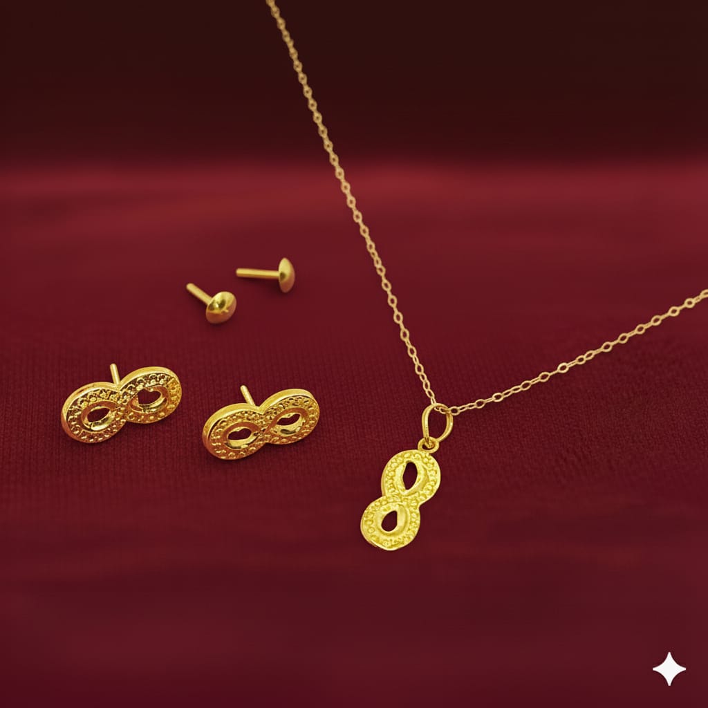 18k Gold infinity dot Jewelry Set
