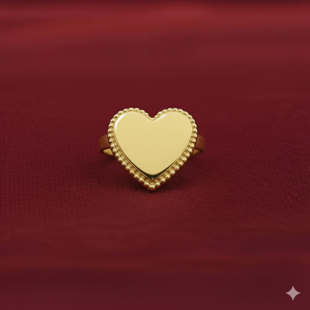 18k Gold Big Heart Ring