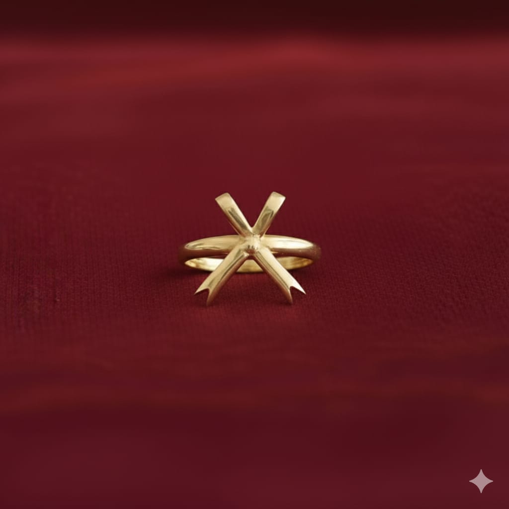 18k Real Gold Bow Tie Ring