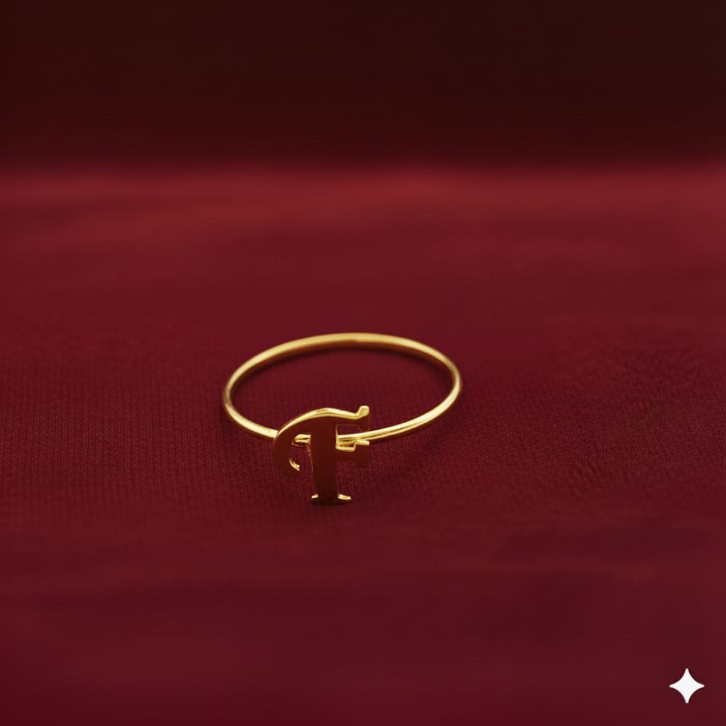 18K Real Gold Customize Letter Ring