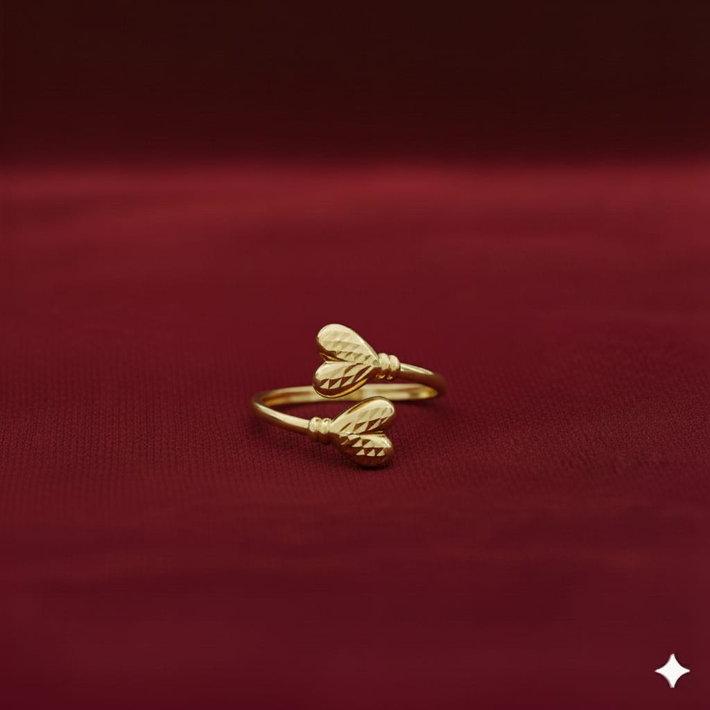 18k Gold Double Edge Heart Ring