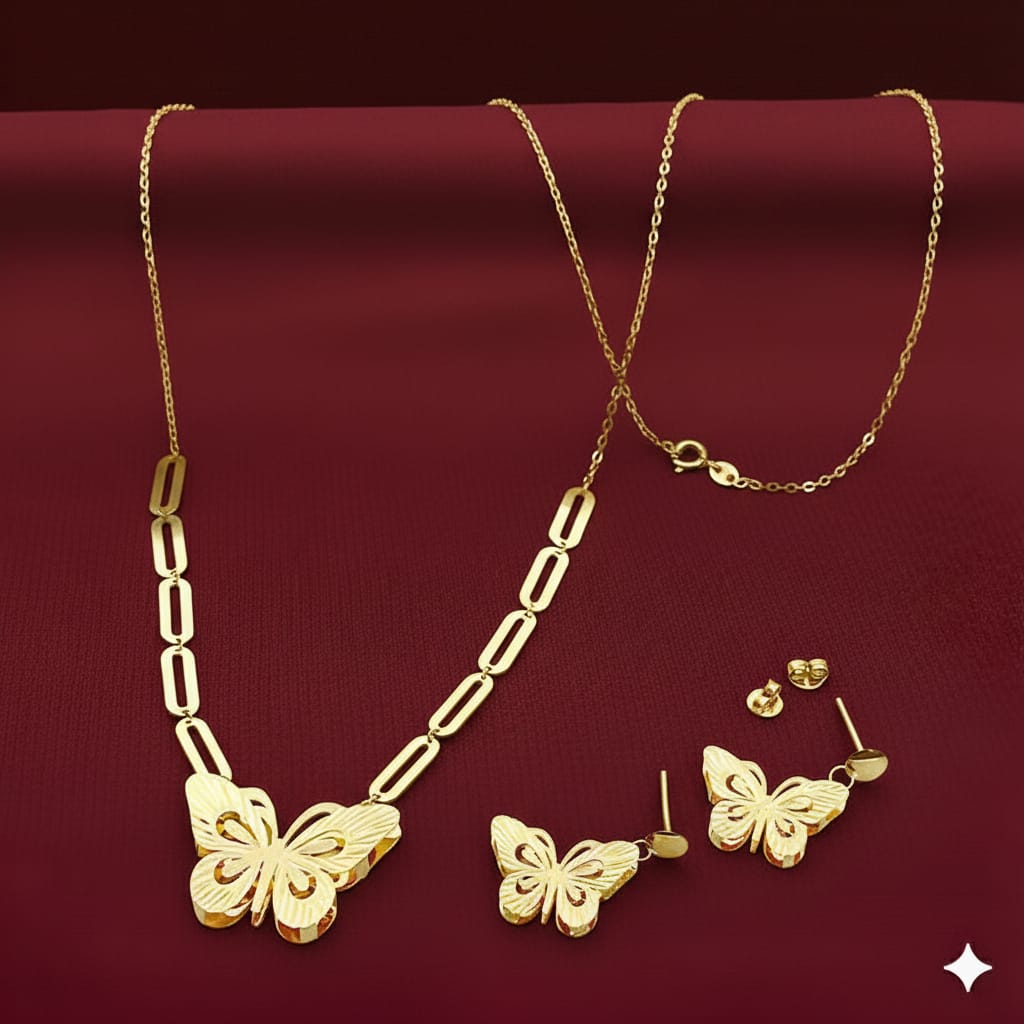 18k Gold Butterfly Set