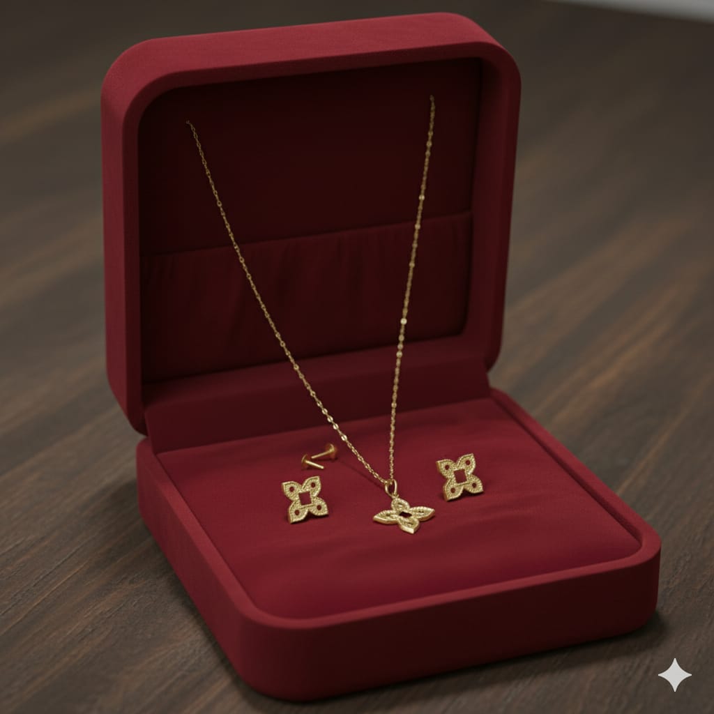 18k Gold Shuriken Inspired Jewelry Set