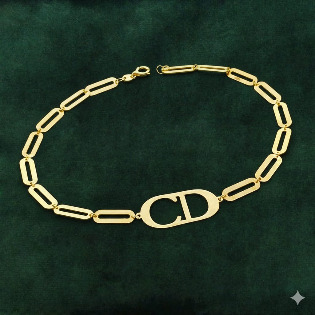 18K Real Gold Cd Paper Clip Bracelet