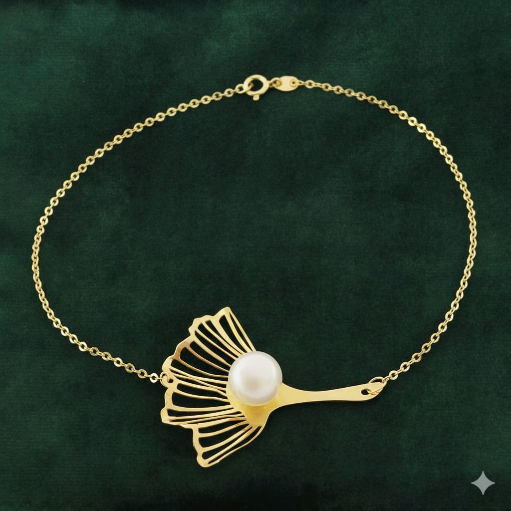 18K Real Gold Pearl Flower Bracelets