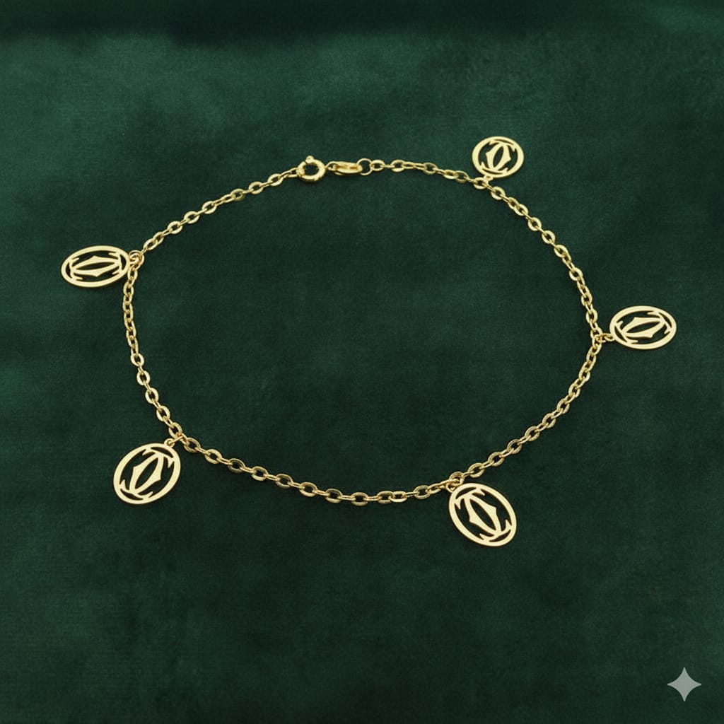 18K Real Gold Alpha 5 Pendant Bracelet