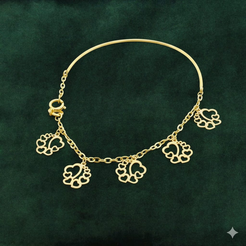 18K Real Gold 8 Heart Kids Bracelet