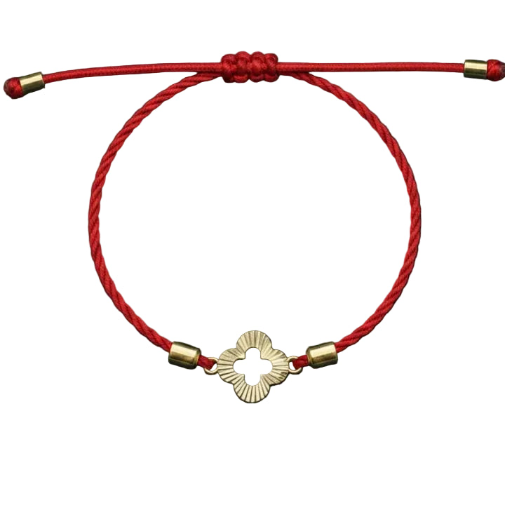 18K Real Gold Cutting Flower Lucky Charm Bracelet