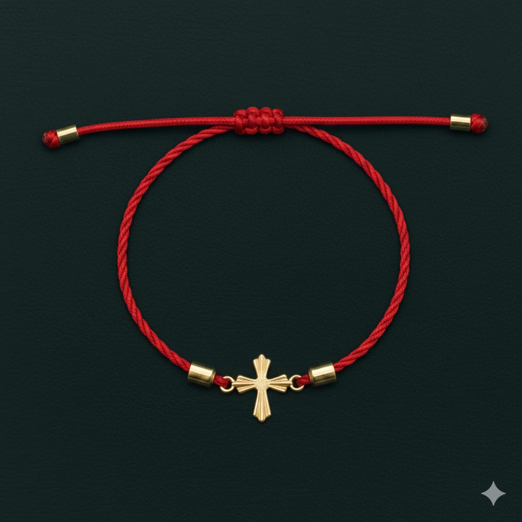 18K Real Gold Cross Lucky Charm Bracelet