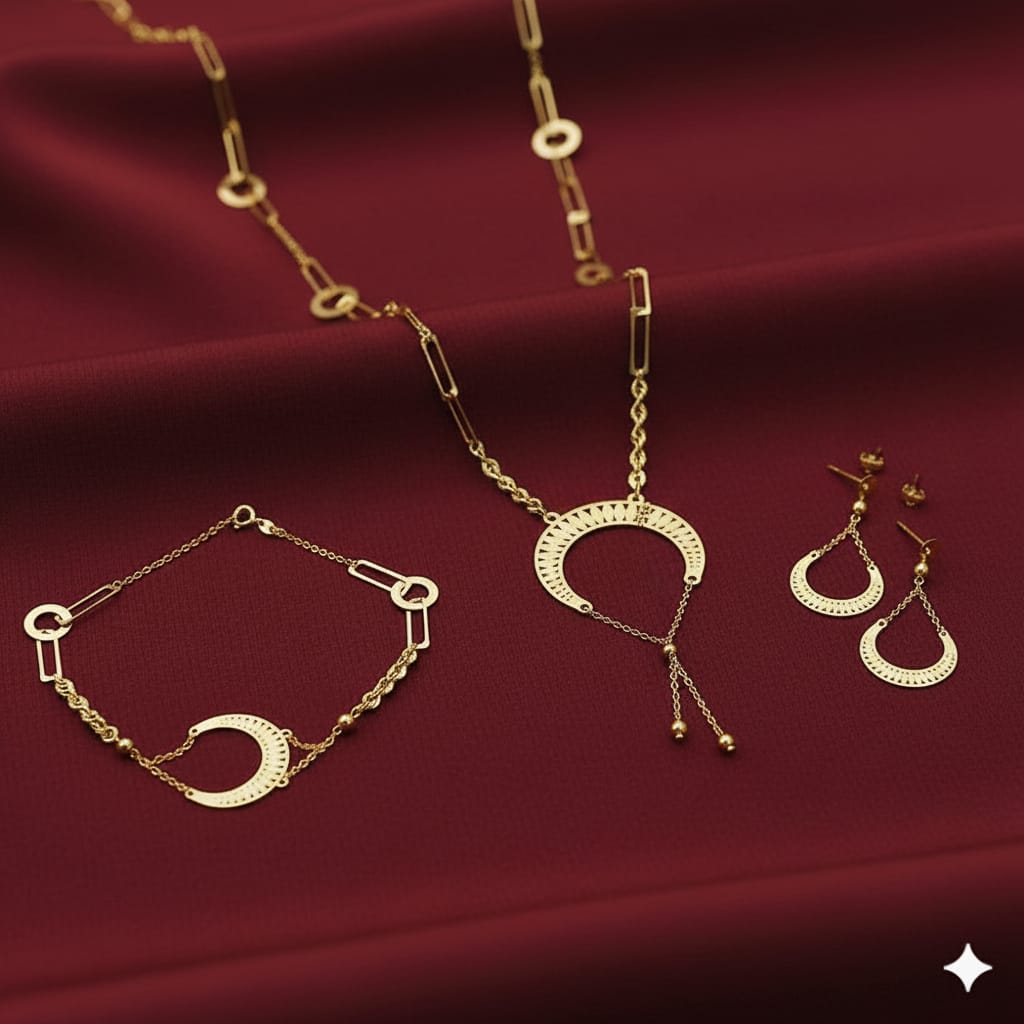 18K Real Gold Lunar Moon Set