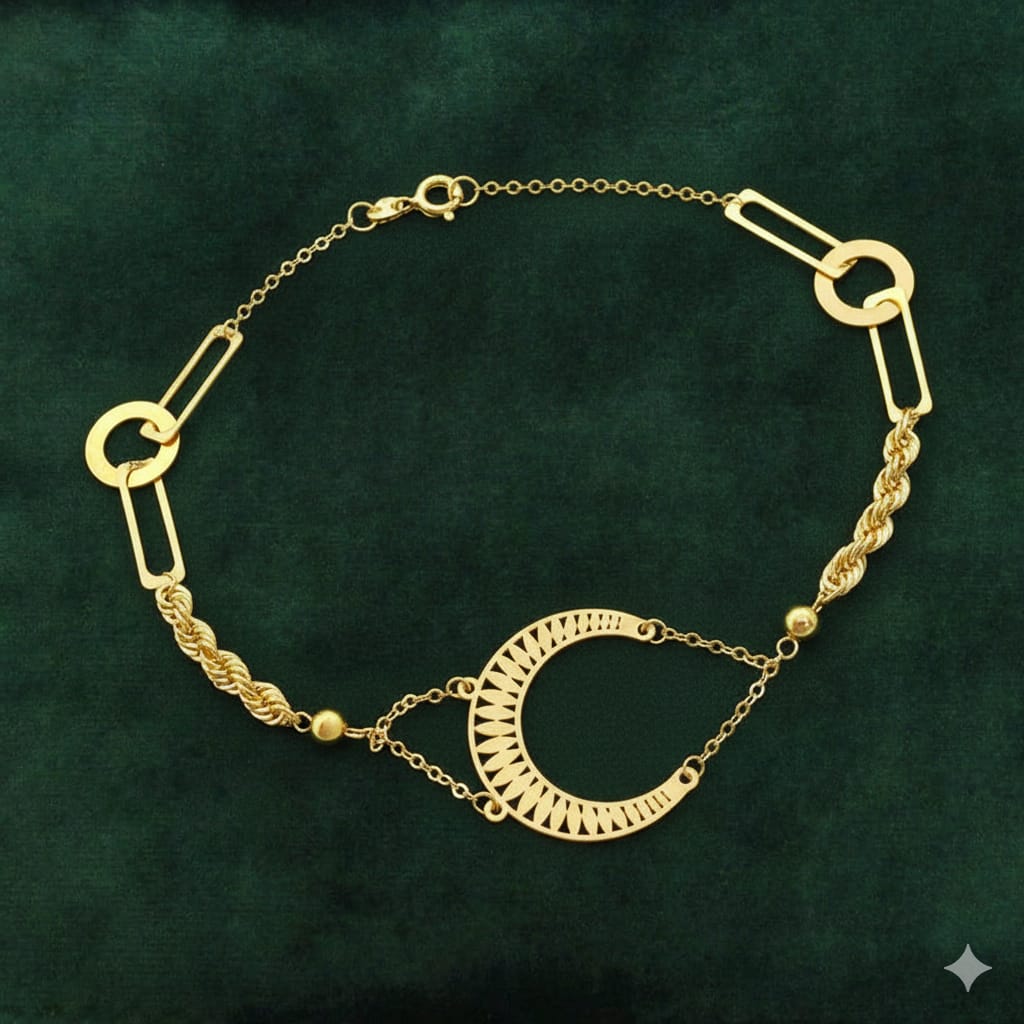 18K Real Gold Lunar Moon Bracelet
