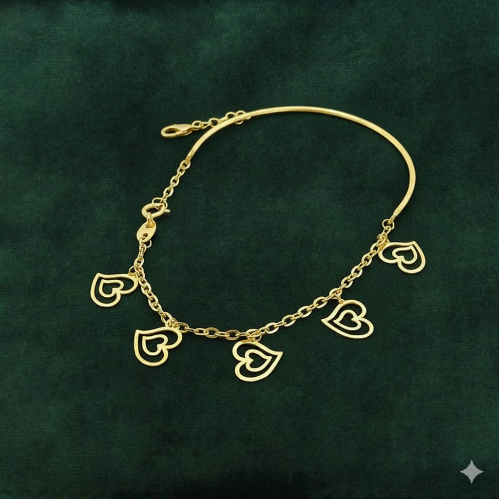 18K Real Gold Double Heart Kids Bracelet