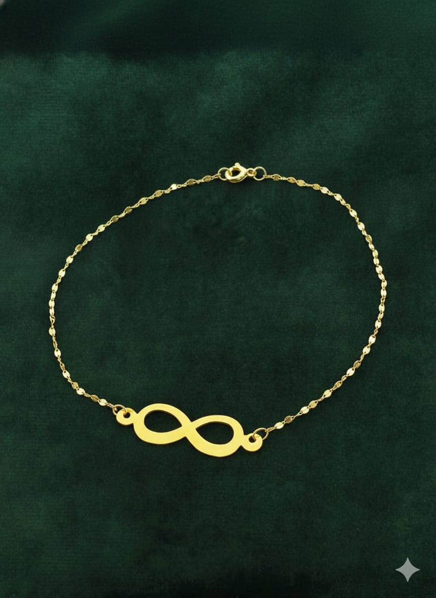 قلادة إنفينيتي من الذهب الحقيقي عيار 18 قيراط في سلسلة مرآة