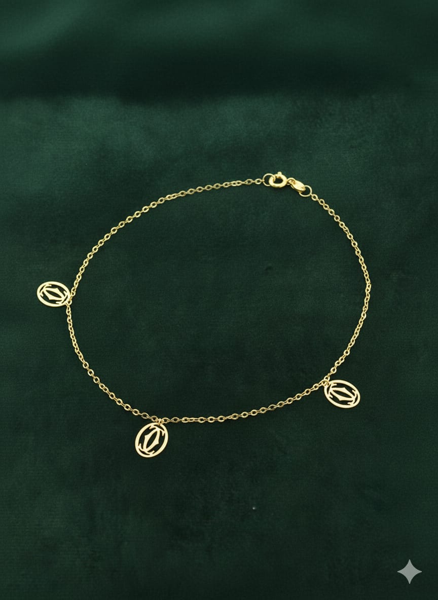 18K Real Gold Versatile 3 Pendant Bracelet