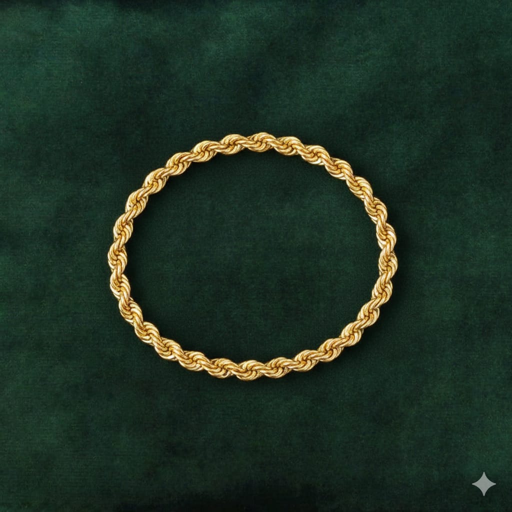 18k Gold Rope Chain Bracelet
