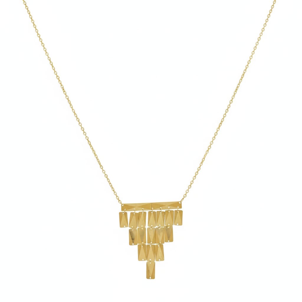18K Real Gold 5 Steps Plates Necklace