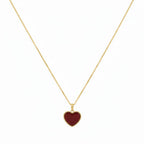 18k Gold Red Agate Heart Necklace