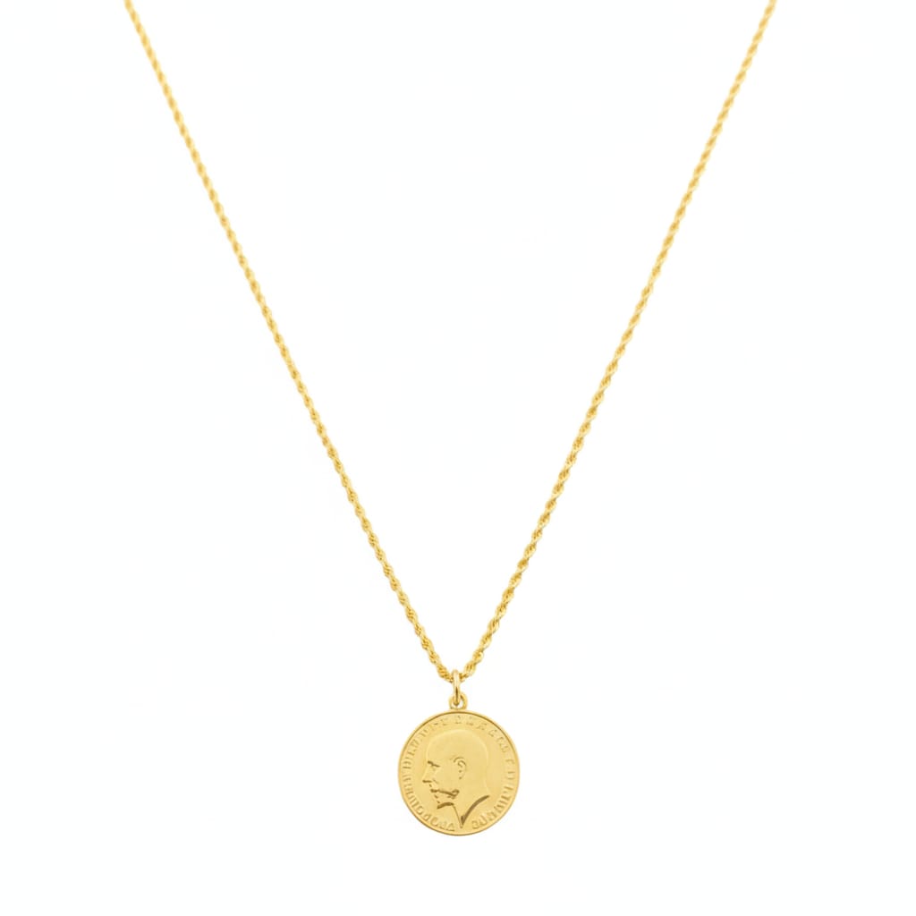 18K Real Gold Coin Necklace