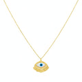 18K Real Gold Evil Eye With Round Hangings Necklace