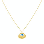 18K Real Gold Evil Eye With Round Hangings Necklace