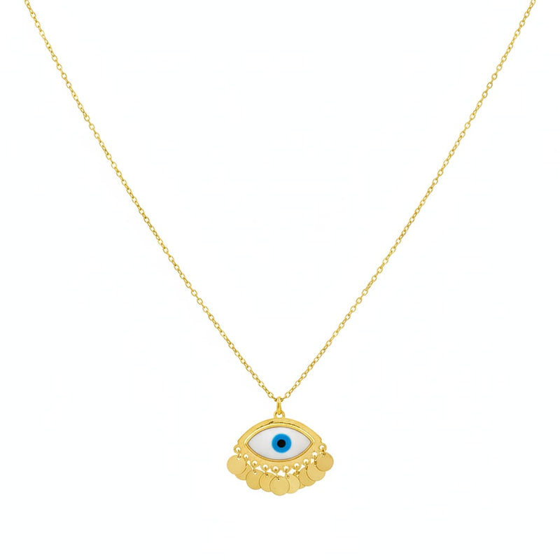 18K Real Gold Evil Eye With Round Hangings Necklace - ad collection - Embellish Gold