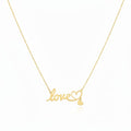18K Real Gold Love Necklace With Hanging Heart