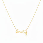 18K Real Gold Love Necklace With Hanging Heart