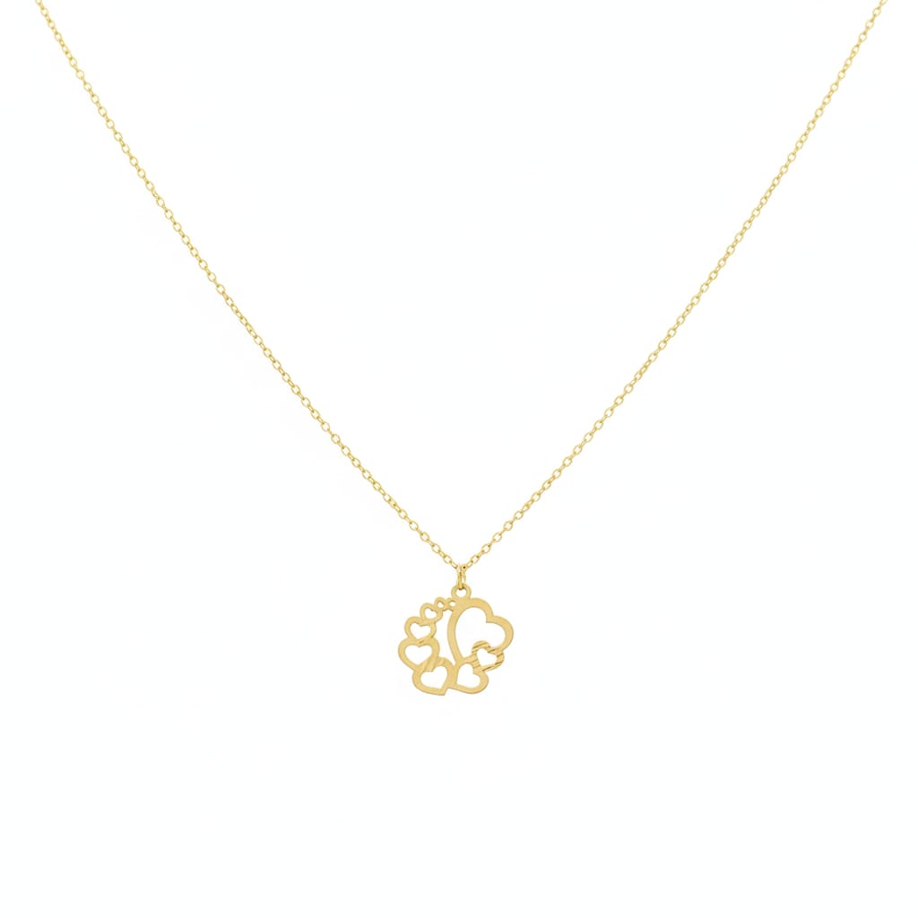 18K Real Gold 8 Heart Necklace