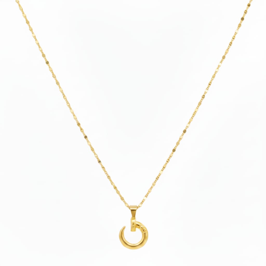 18K Real Gold Nail Necklace