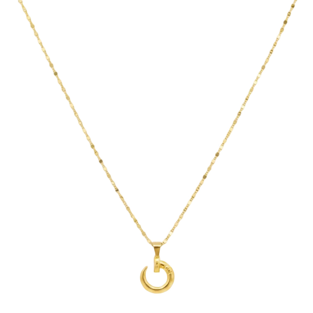 18K Real Gold Nail Necklace - 18k Gold Necklace - Embellish Gold