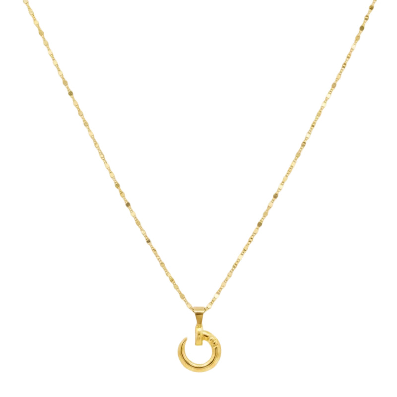 18K Real Gold Nail Necklace - 18k Gold Necklace - Embellish Gold