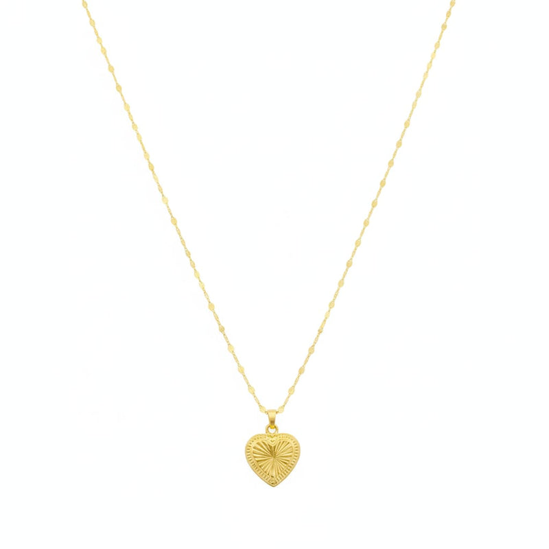 18K Real Gold Double Heart St Necklace - 18k Gold Necklace - Embellish Gold