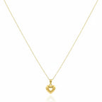 18K Real Gold Plain Heart Necklace