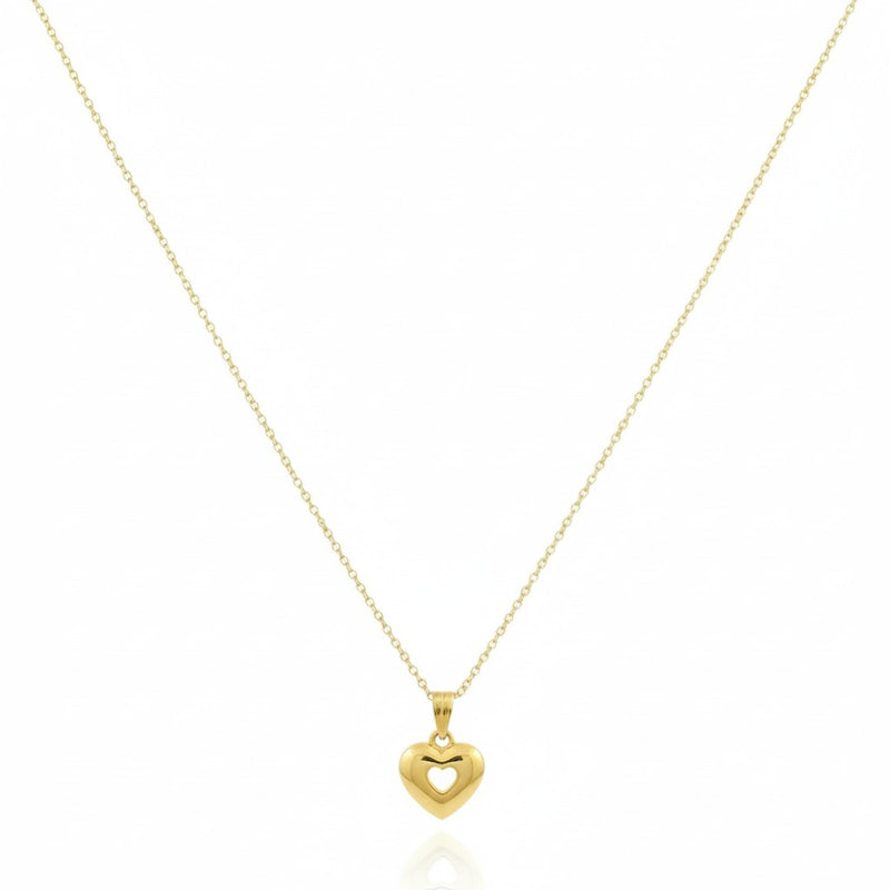 18K Real Gold Plain Heart Necklace - 18k Gold Necklace - Embellish Gold